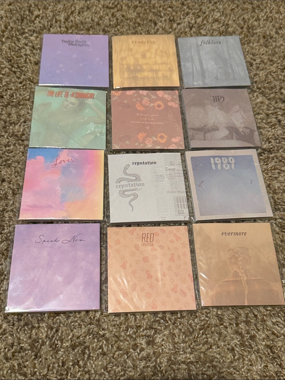 Set of 12 Taylor Swift-themed 3”x3” sticky notes - NWOT